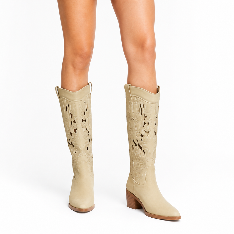 Bottes à talons santiags hautes - tendance bohème chic