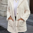 Manteau Femme - Grande Taille Mi-Long Capuche Boutonné Poches - Abricot