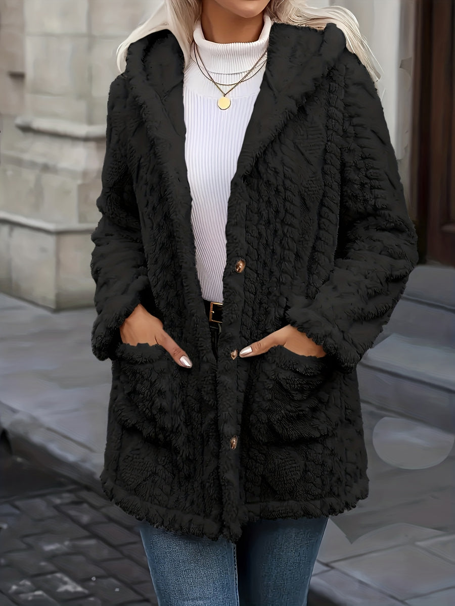 Manteau Femme - Grande Taille Mi-Long Capuche Boutonné Poches