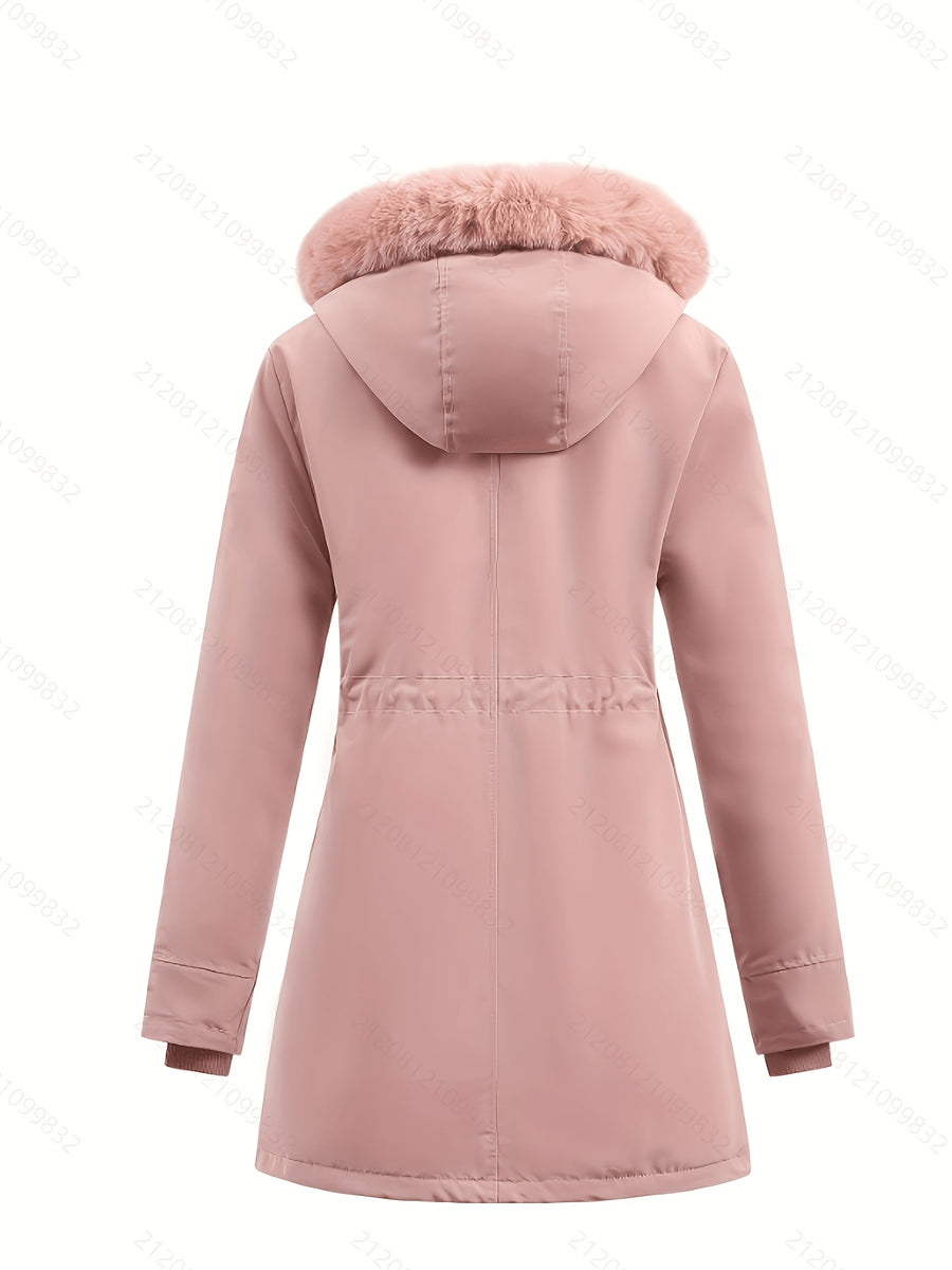 Parka Femme - Grande Taille Mi-Longue Capuche Zippée Coupe-Vent