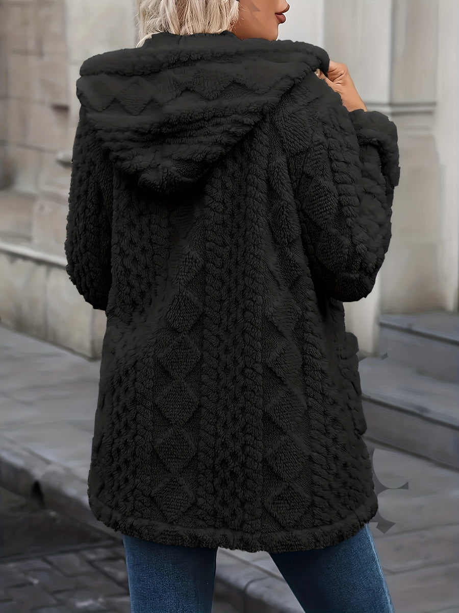 Manteau Femme - Grande Taille Mi-Long Capuche Boutonné Poches