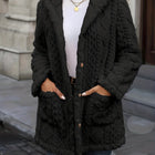 Manteau Femme - Grande Taille Mi-Long Capuche Boutonné Poches - Noir