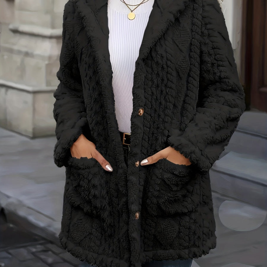 Manteau Femme - Grande Taille Mi-Long Capuche Boutonné Poches