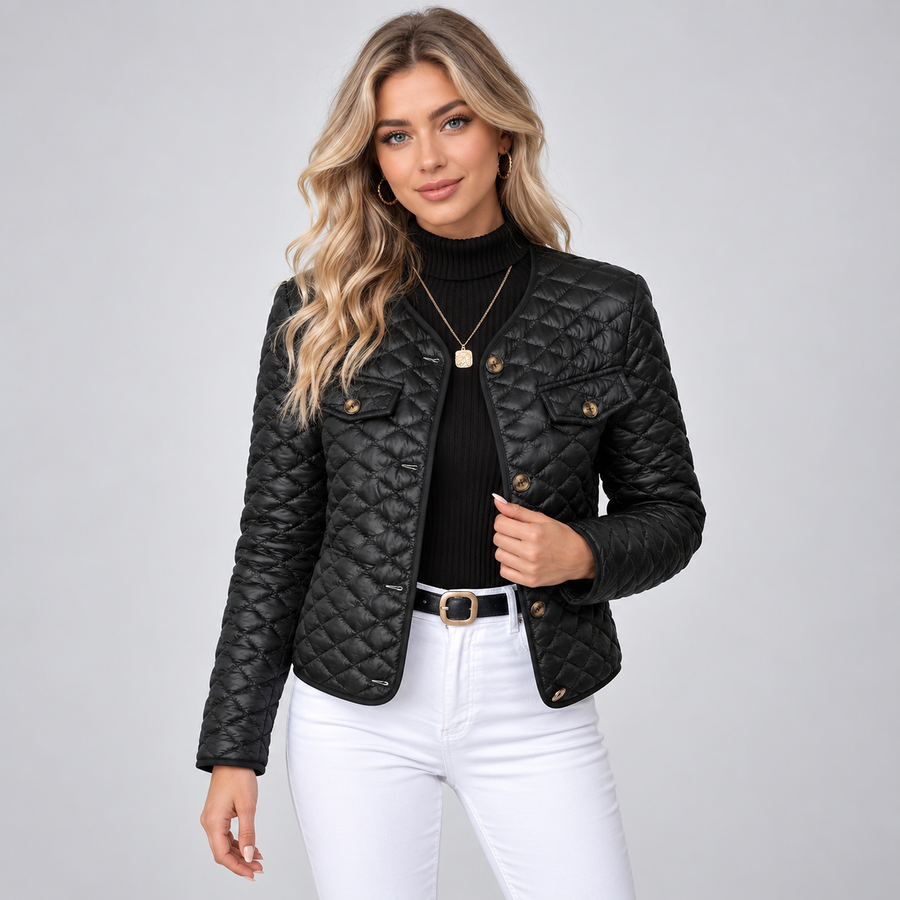Veste Matelassée Femme Noir - vue de face