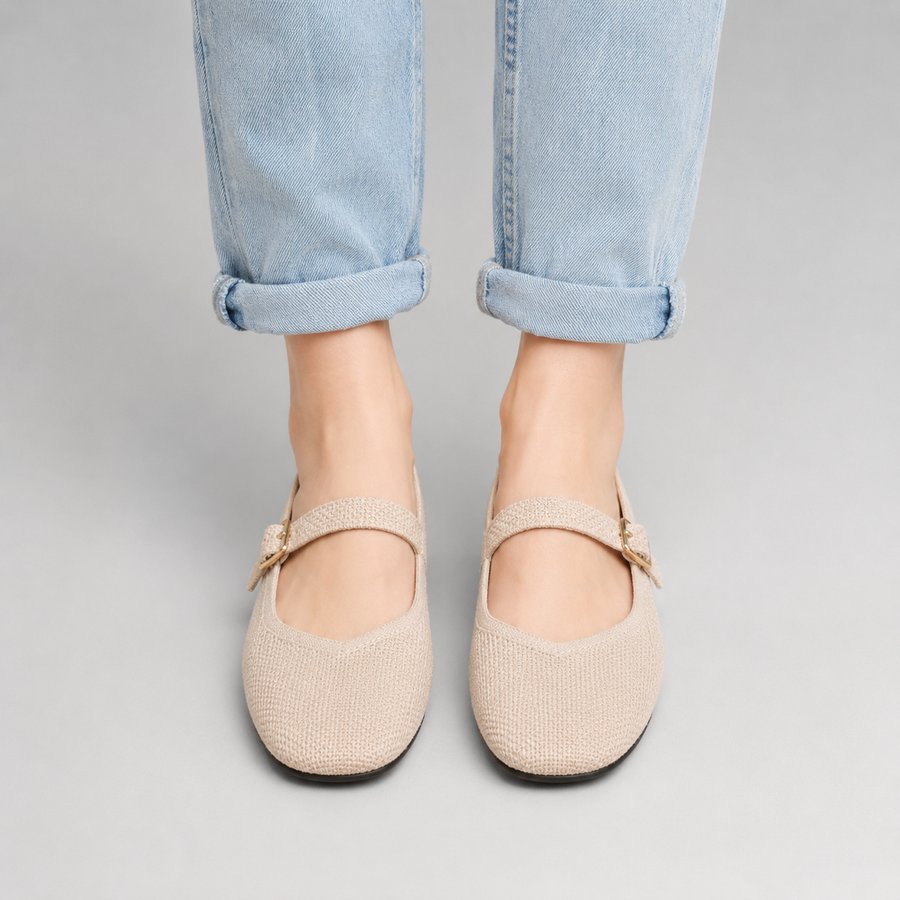 Ballerines Femme Mary Jane Bout Carré Bride Maille Respirante – Chaussures Plates Confort Tendance Quotidien Bureau