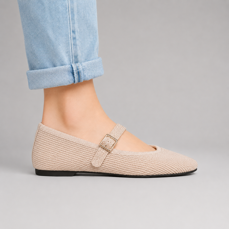 Ballerines Femme Mary Jane Bout Carré Bride Maille Respirante – Chaussures Plates Confort Tendance Quotidien Bureau