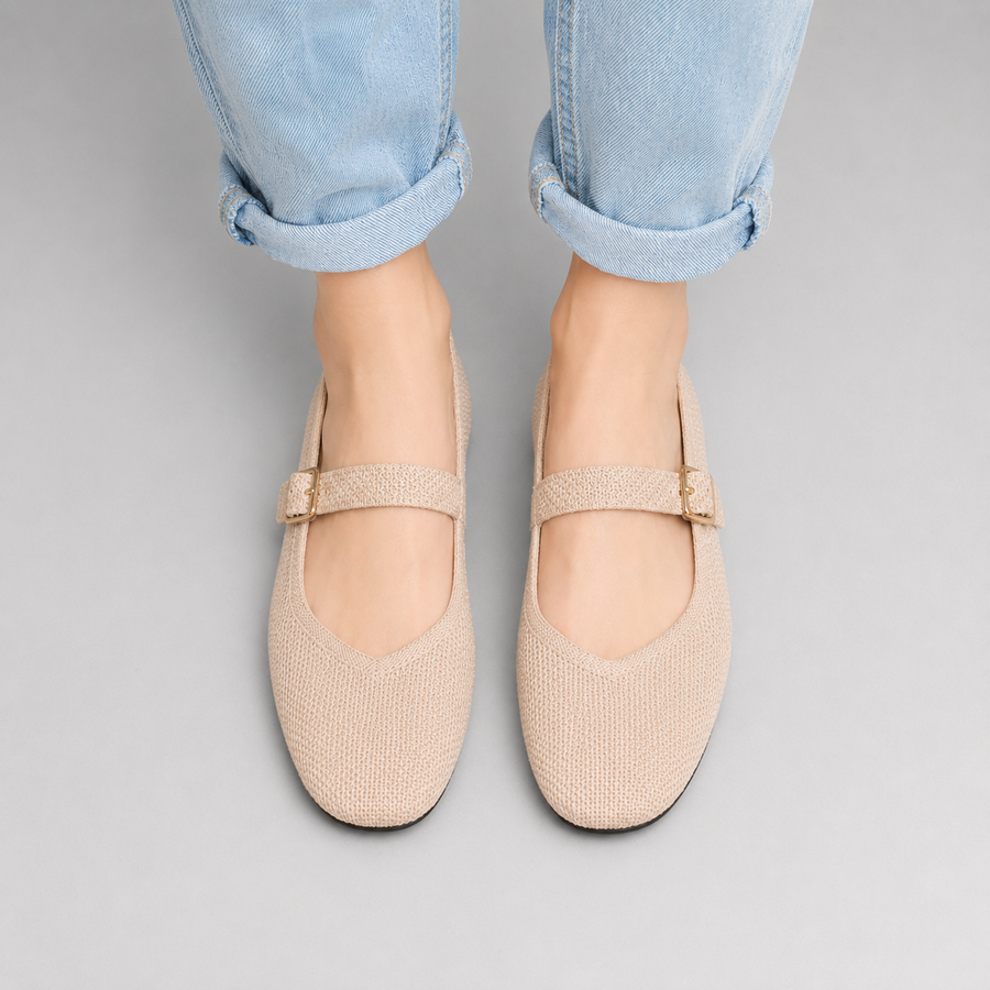 Ballerines Femme Mary Jane Bout Carré Bride Maille Respirante – Chaussures Plates Confort Tendance Quotidien Bureau