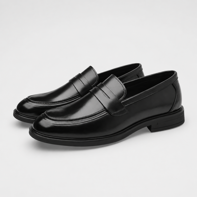 Mocassins homme de Ville Costume Cuir Véritable Noir Vernis – Chaussure Élégante Bureau Cérémonie Mariage Soirée Raffinée