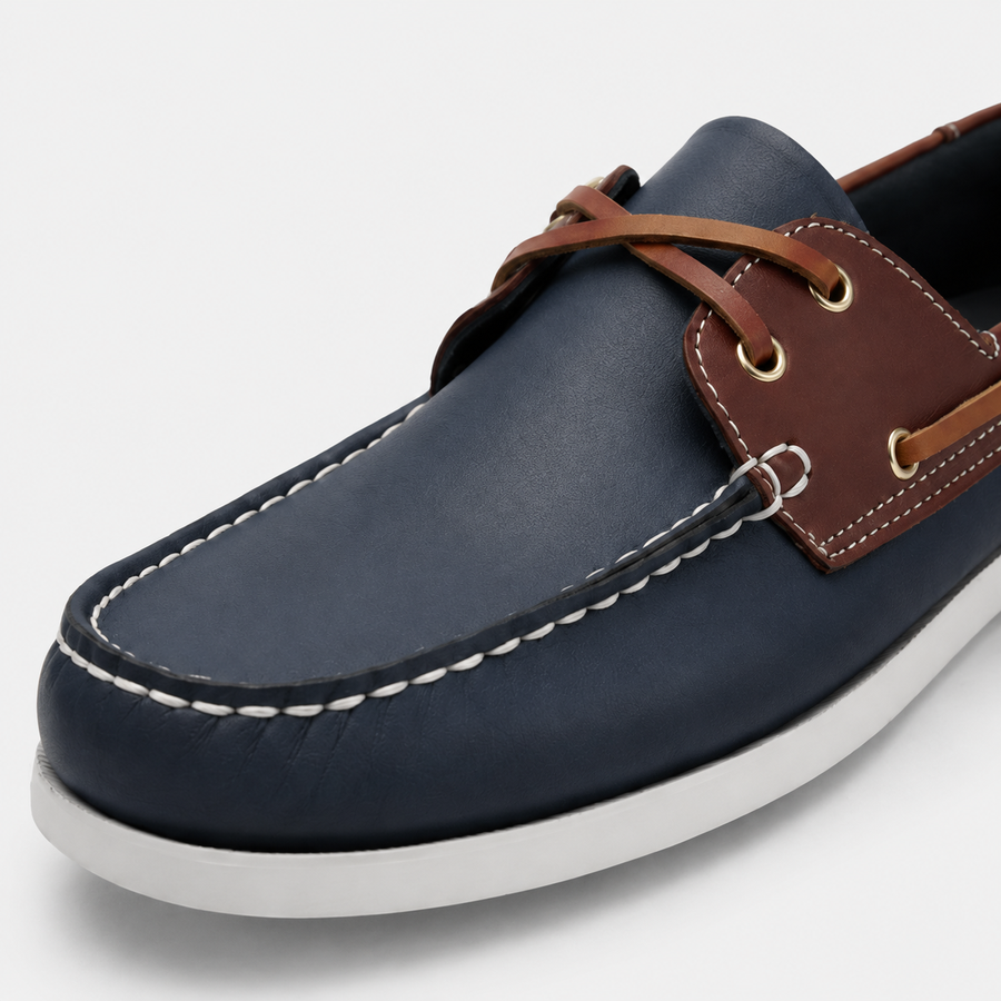 Mocassin Homme Marine et Marron – Cuir à Lacet Élégant Confortable Bureau Casual Quotidien Style Bicolore Tendance Chic