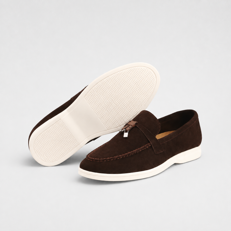 Mocassin Femme en Daim Marron à Glands – Élégance Simple et Discrète