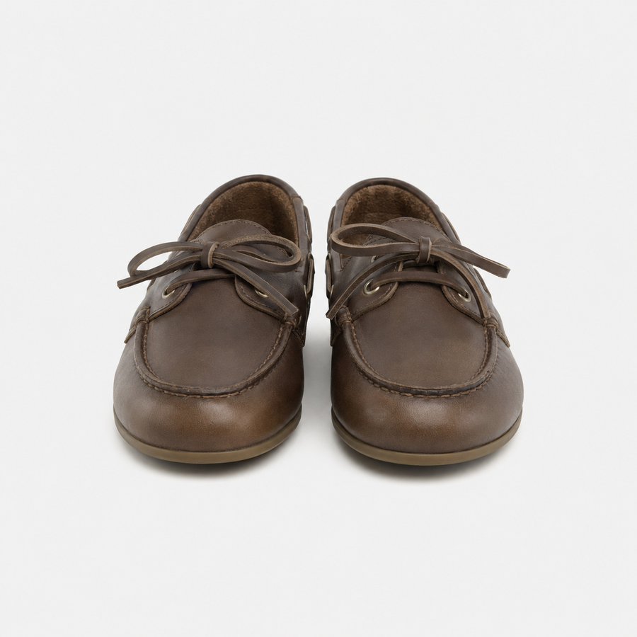 Mocassins femme – beige style bateau à lacet