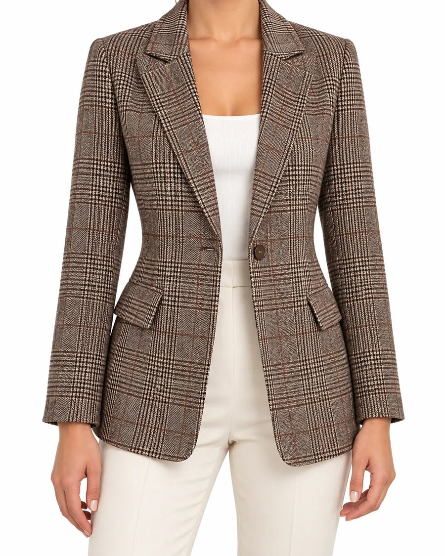 Blazer Femme Tartan Tailleur Classique