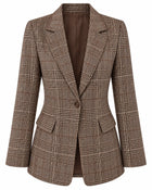 Blazer Femme Tartan Tailleur Classique - Marron