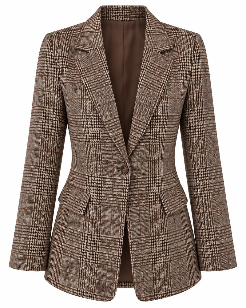 Blazer Femme Tartan Tailleur Classique