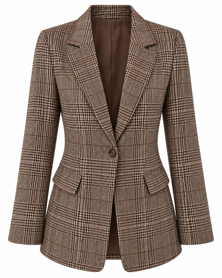 Blazer Femme Tartan Tailleur Classique