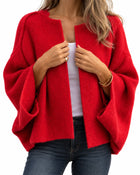Cardigan Femme Maille Fine Oversize - Rouge