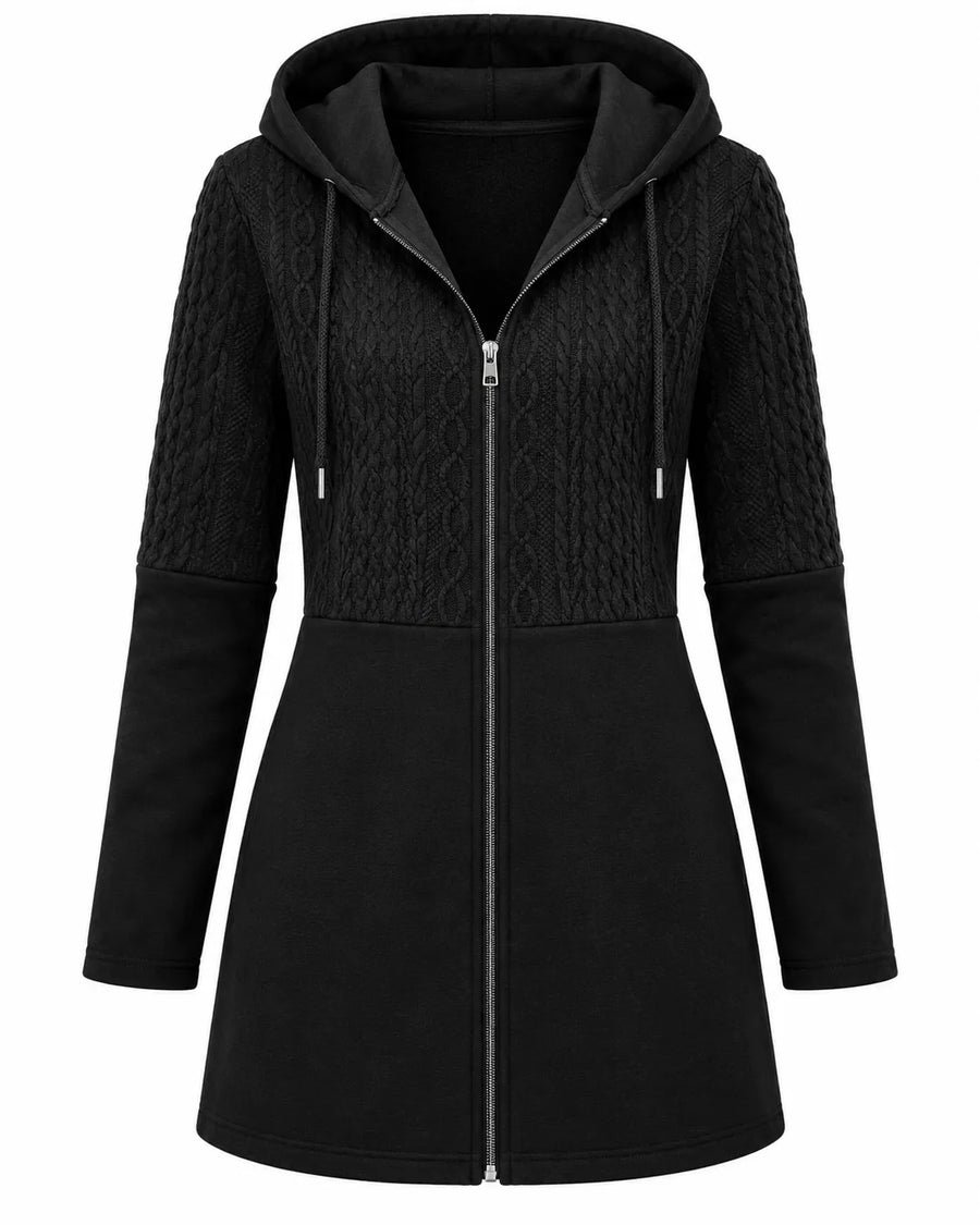 Cardigan Femme Capuche Zippé Long