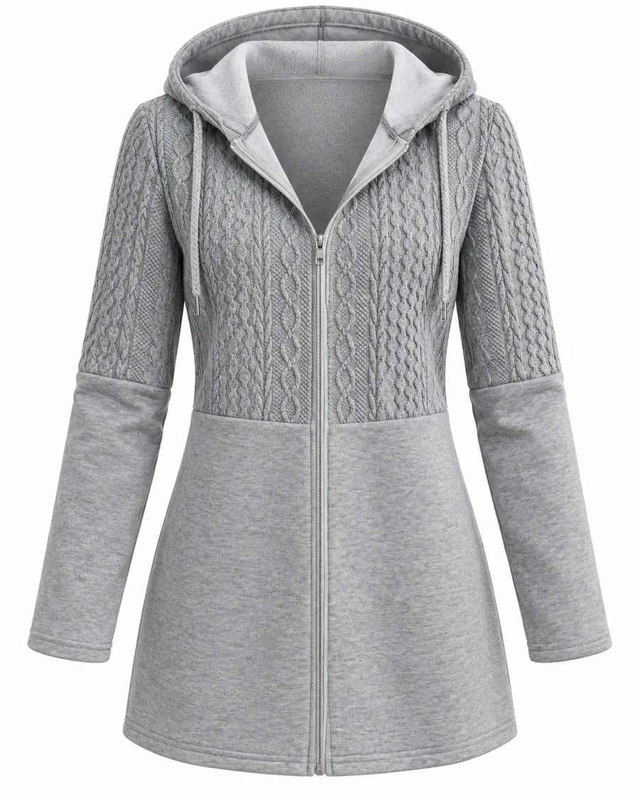 Cardigan Femme Capuche Zippé Long