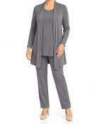 Ensemble Femme Maille Souple Trois Pièces - Gris clair
