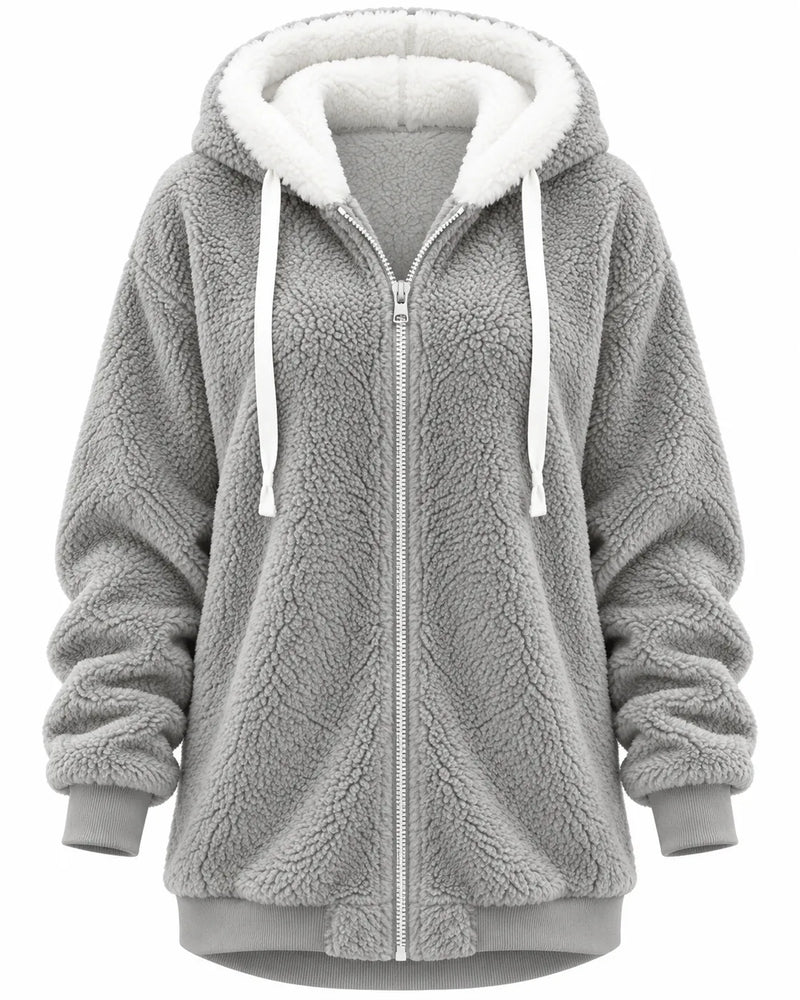 Sweat À Capuche Femme Peluche Teddy Zippé