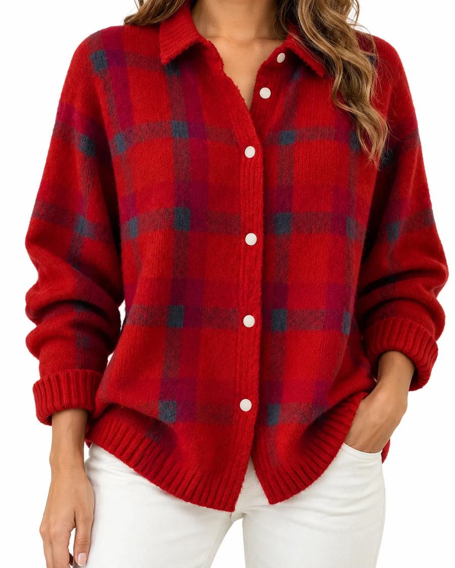Cardigan Femme Polo Tartan Boutonné