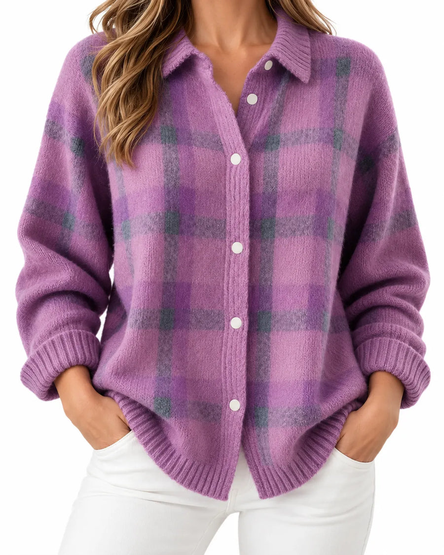 Cardigan Femme Polo Tartan Boutonné