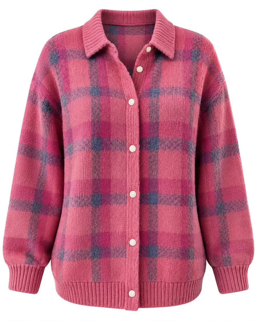 Cardigan Femme Polo Tartan Boutonné