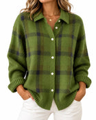 Cardigan Femme Polo Tartan Boutonné - Vert