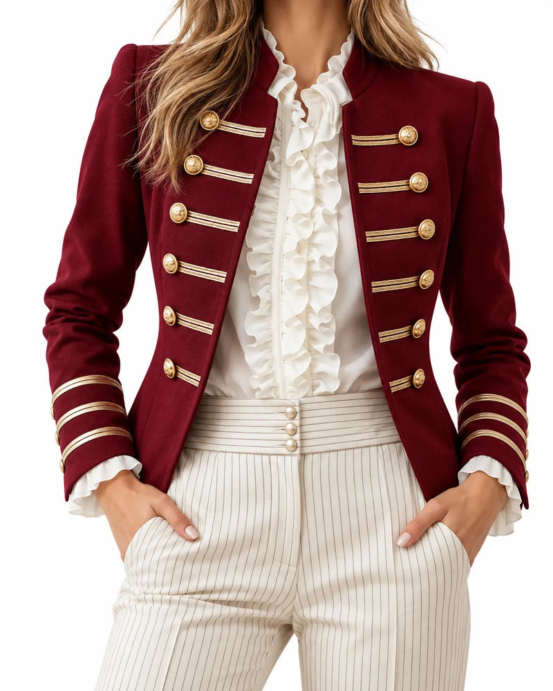 Blazer Femme Style Officier Boutons Dorés
