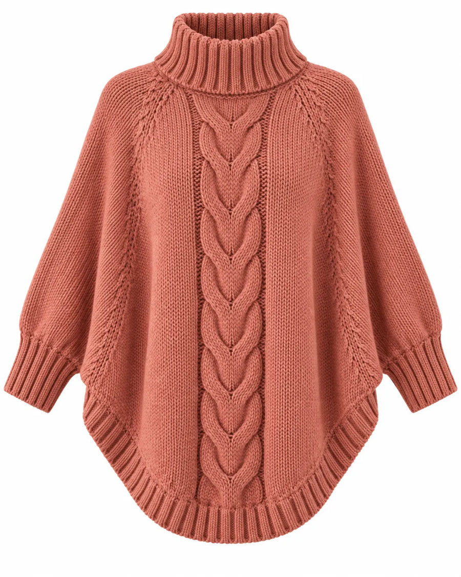 Pull Poncho Femme - Col Montant Manches Chauve-Souris