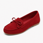 Mocassins femme – noir effet daim enfilage facile - Rouge