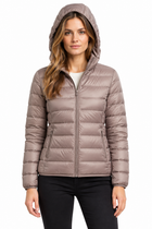 Doudoune à Capuche Femme - Légère Compressible Poches Zippées - Champagne