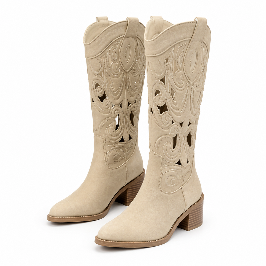 Bottes à talons santiags hautes - tendance bohème chic