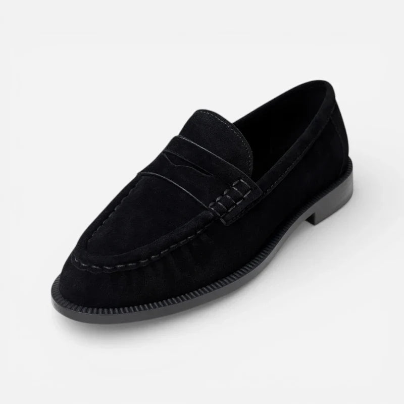 Mocassin Femme Daim Noir Premium – Élégant, Confortable et Intemporel