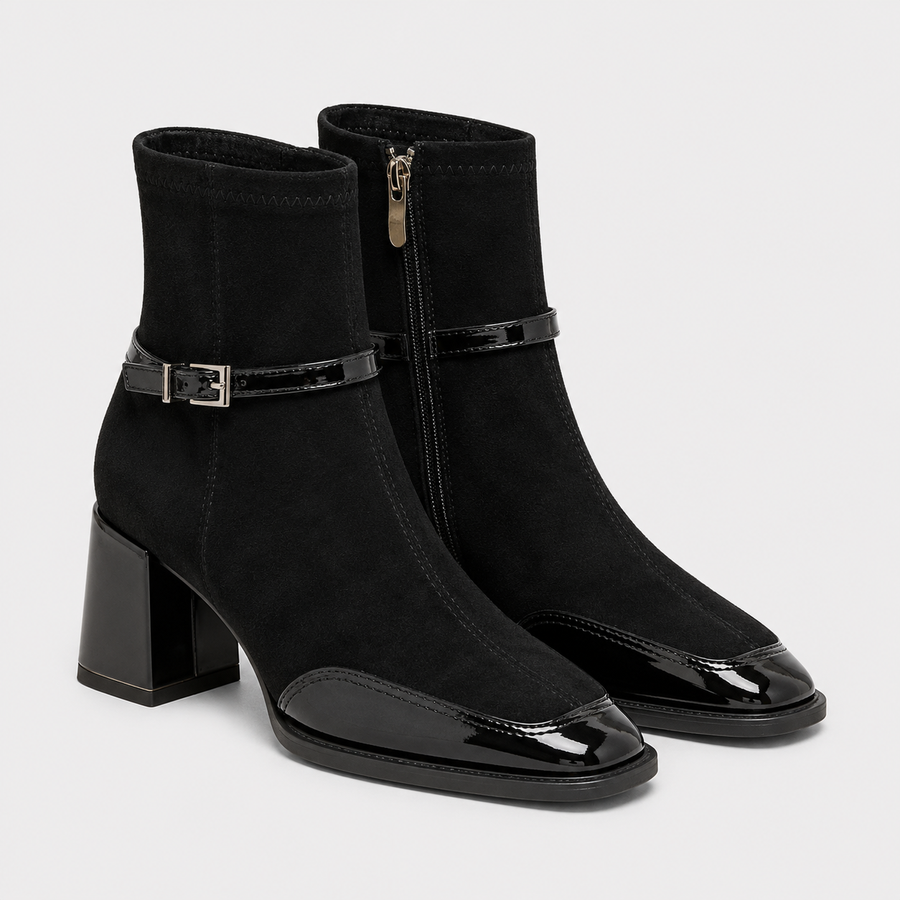 Bottines à talons en similicuir confortables - confort chic quotidien