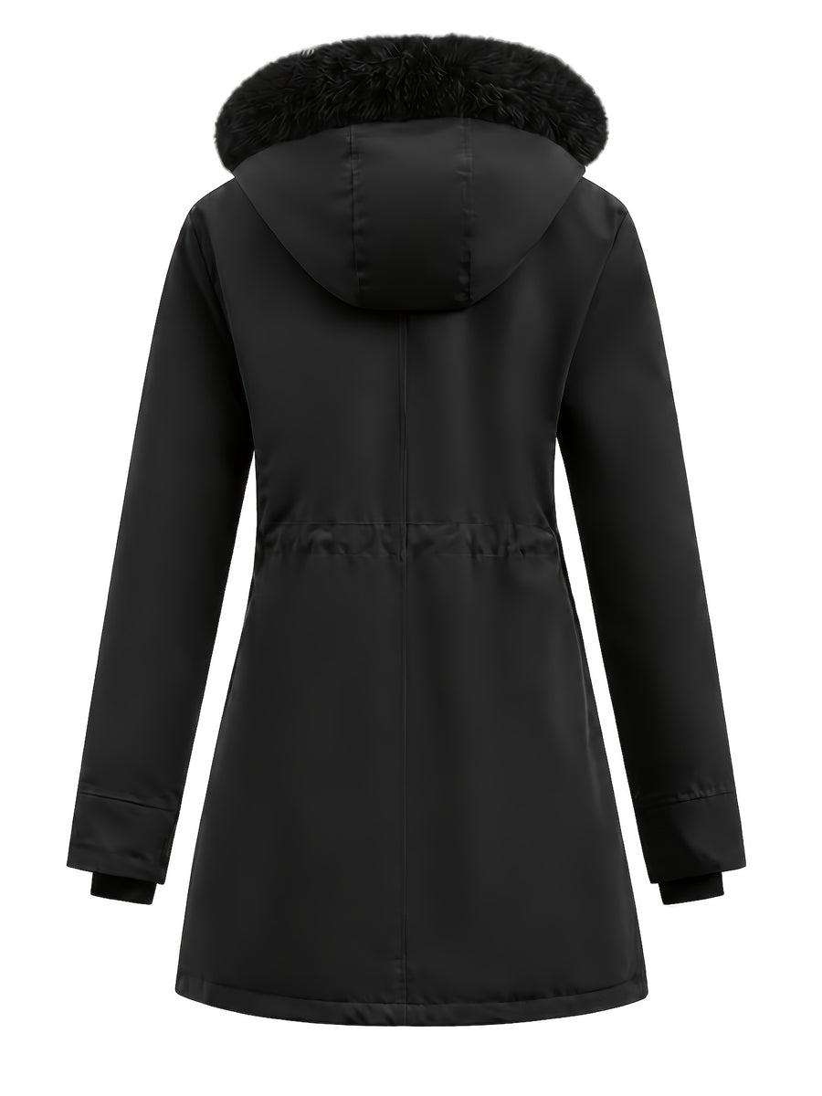 Parka Femme - Grande Taille Mi-Longue Capuche Zippée Coupe-Vent