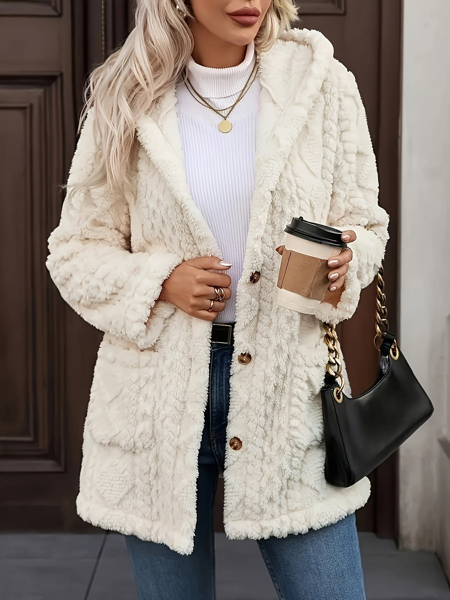 Manteau Femme - Grande Taille Mi-Long Capuche Boutonné Poches