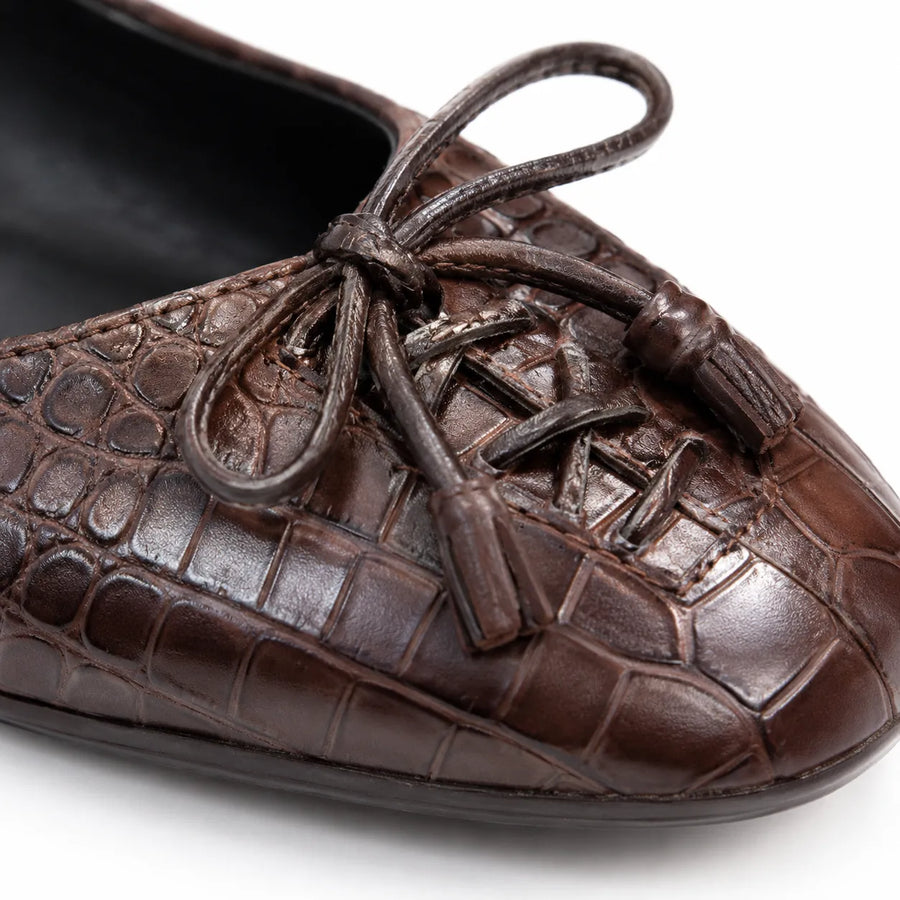 Ballerine femme marron croco nœud - vue dessus