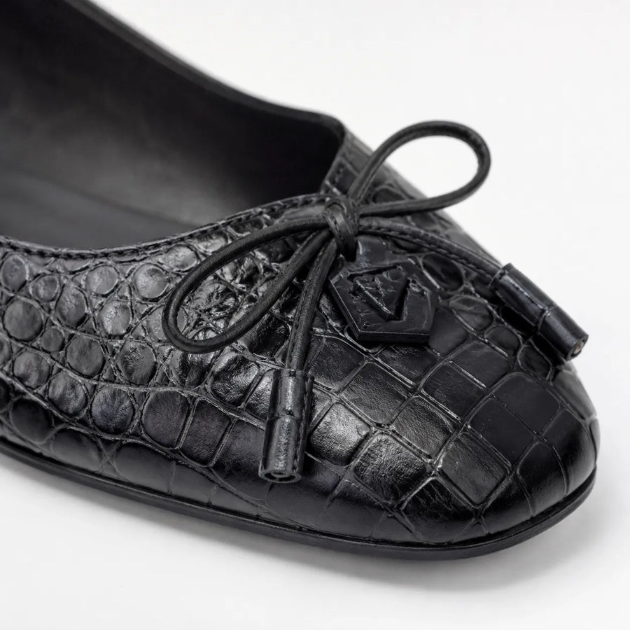 Ballerine femme noire croco nœud - vue dessus
