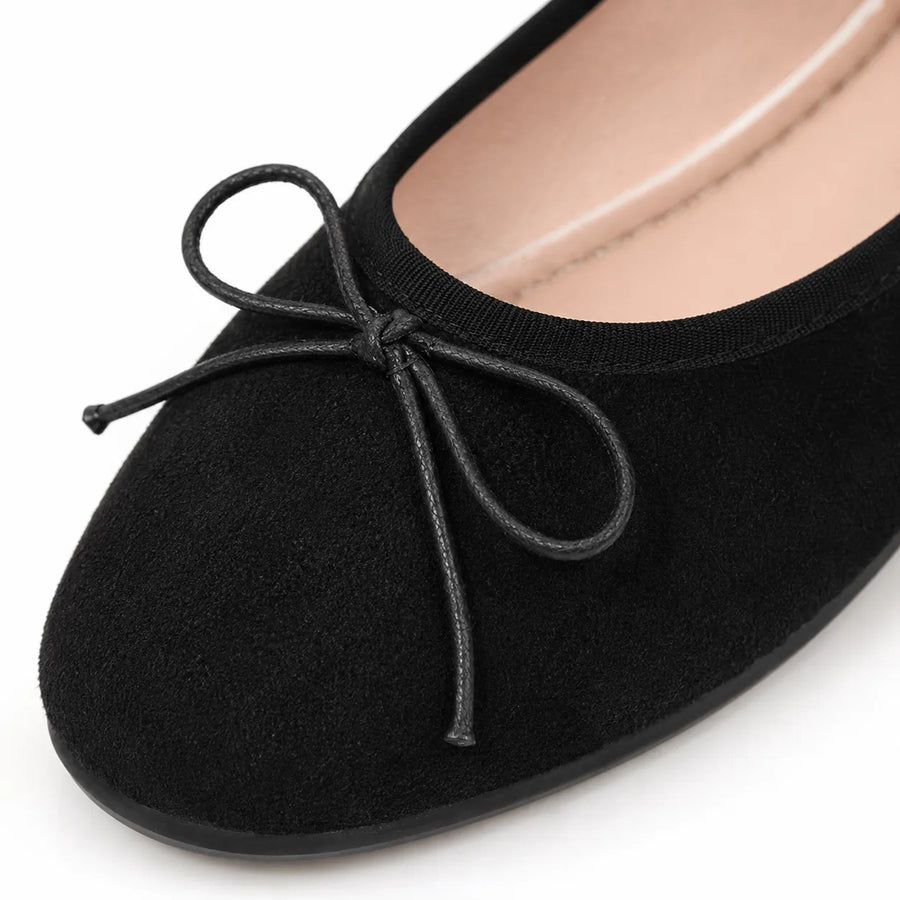 Ballerine femme noire nœud papillon - vue de côté