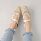 Ballerines femme – Mary Jane maille ajourée légères été - beige