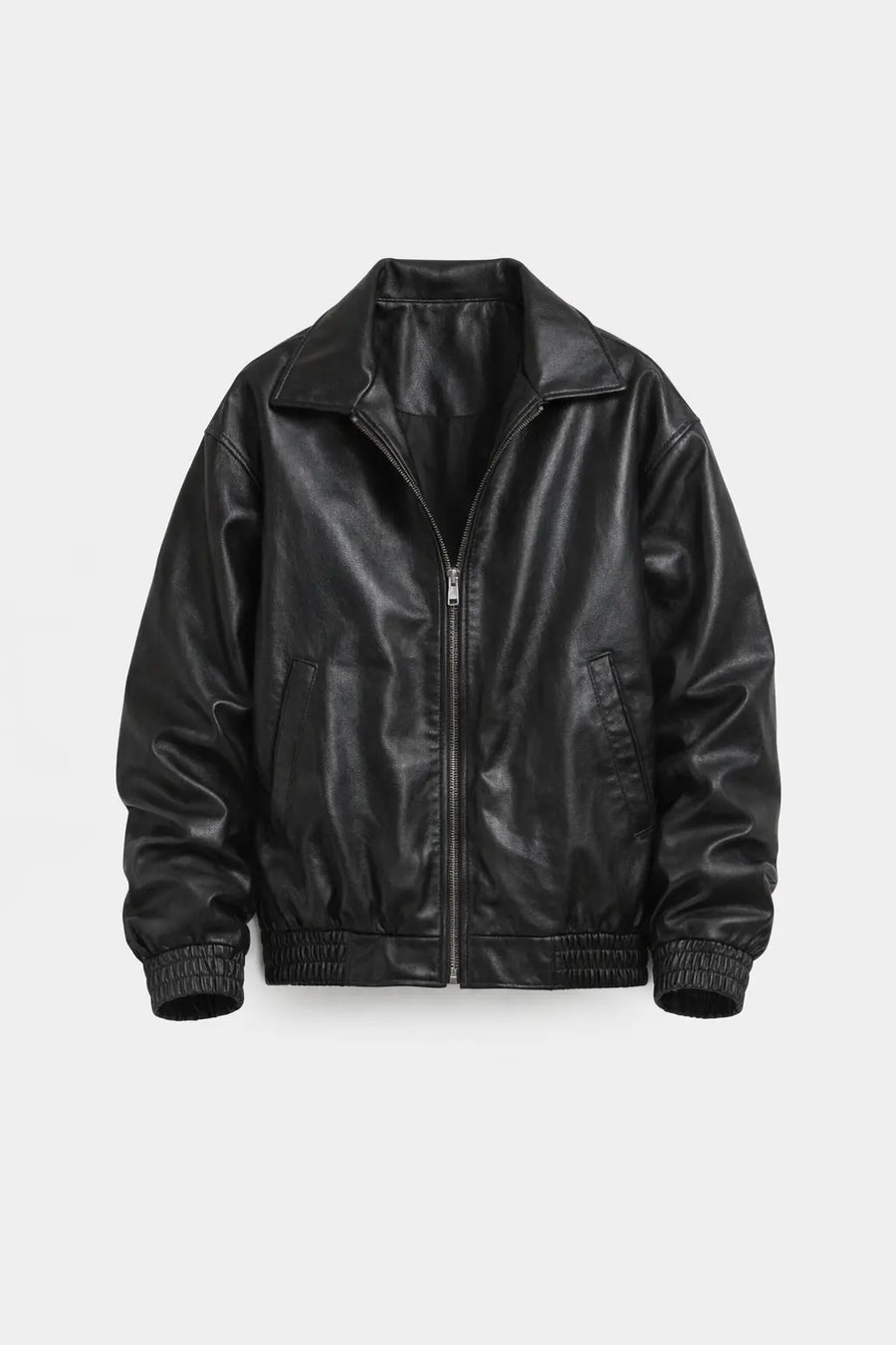Blouson Femme Simili Cuir Oversize Zippé Noir
