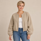 Blouson Bomber Femme - Léger Zippé Col Rond Coupe Décontractée - Kaki
