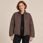 Blouson Bomber Femme - Imprimé Pois Oversize Court Zippé - Marron