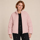 Blouson Bomber Femme - Imprimé Pois Oversize Court Zippé - Rose
