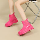 Bottes chelsea mi mollet femme - cuir confort quotidien - Rose rouge