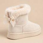 Bottes de Neige Femme - Col Fausse Fourrure et Nœud Satiné - Blanc
