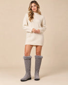 Bottes Fourrées Femme - Suédine Zippées Mi-Mollet Compensé - Gris