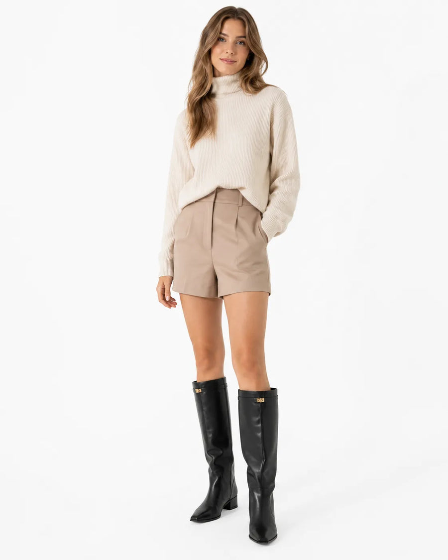 Bottes haute en cuir noir femme - vue face