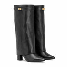 Bottes haute en cuir noir femme - cuir noir